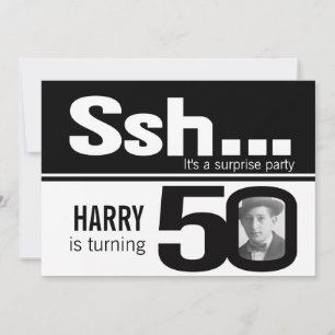 Photo ssh men black white 50th birthday invite
