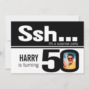 Photo ssh men black white 50th birthday invite