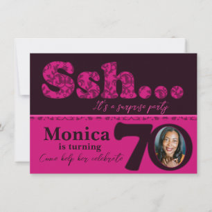 Photo ssh surprise pink 70th birthday invite