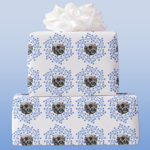 Photo Star Wreath Scandinavian Holiday Wrapping Paper