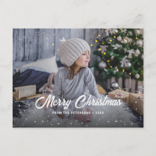 Photo Starry Merry Christmas Holiday Postcard