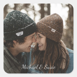 Photo Stickers with Custom Text at Bottom