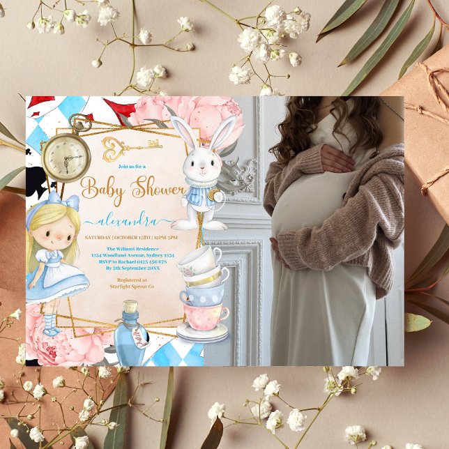 Photo Story Book Alice in Wonderland Baby Shower Invitation (Creator Uploaded)