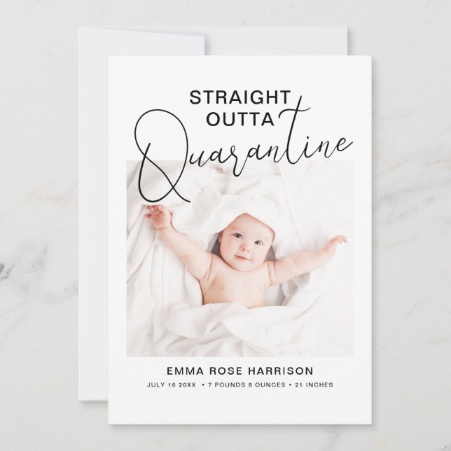 Photo Straight Outta Quarantine Birth Announcement (Front)