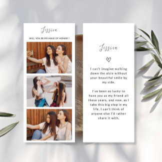 Photo Strip 3 Pictures Bridesmaid Proposal Card