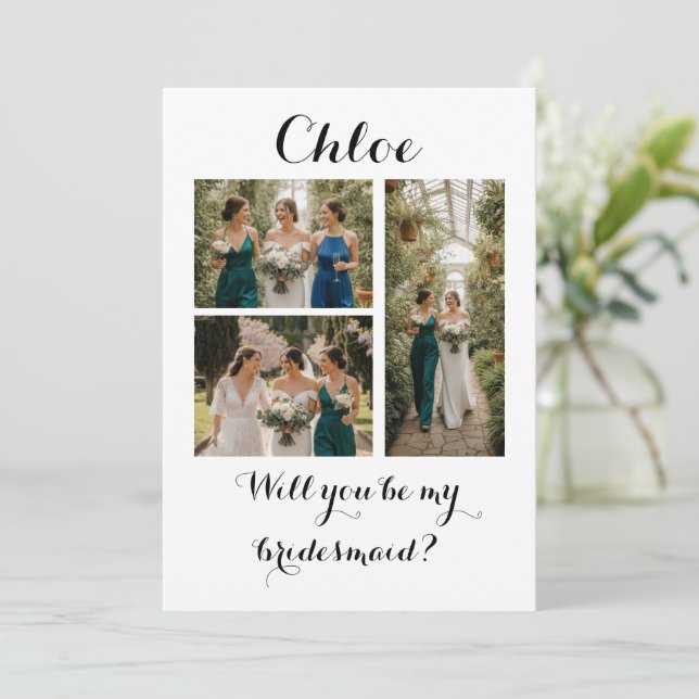  Photo Strip 3 Pictures Bridesmaid Proposal Card (Standing Front)