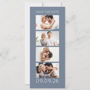 Photo Strip 4 Pictures QR Photobooth Wedding Blue Save The Date