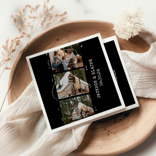 Photo Strip Modern Simple 3 Photo Wedding Napkin