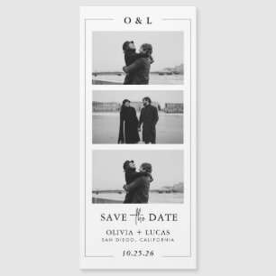 Photo Strip Monogram Border Magnetic Wedding