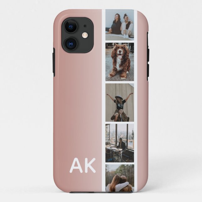 Photo Strip Pink Ombre Personalised Initials  Case-Mate iPhone Case (Back)