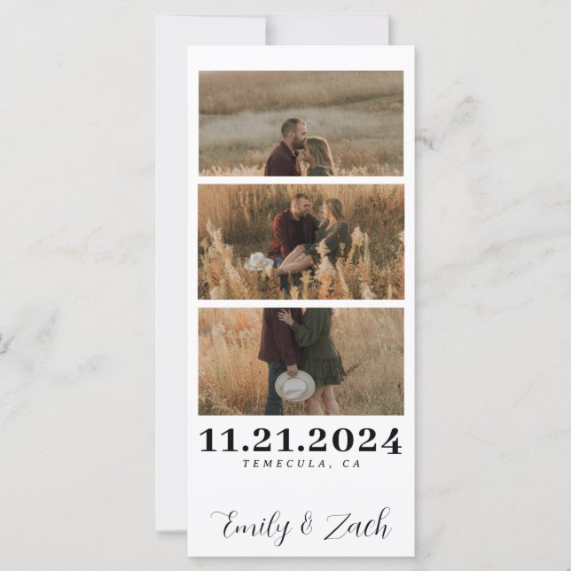 Photo Strip Save the Date Cards with Envelopes (Front)