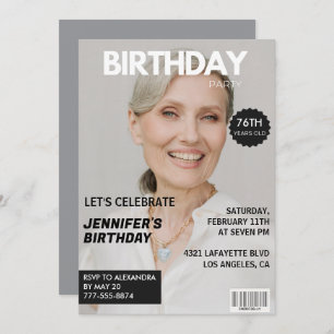 Photo Stylish Magazine Cover for her 76th birthday Invitation
