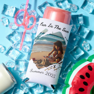 Photo Summer Fun PERSONALIZED Water Bottle Seltzer Can Cooler