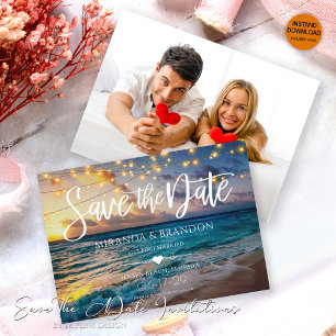 Photo Summer Sunset Tropical Beach Wedding Save The Date