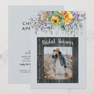 Photo Sunflower Lavender Rustic Bridal Shower   Invitation
