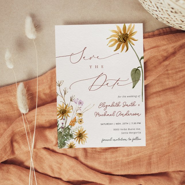 Photo Sunflower Save the Date Card (Creator Uploaded)