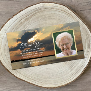 Photo Sunset Sympathy Memorial Thank You Card