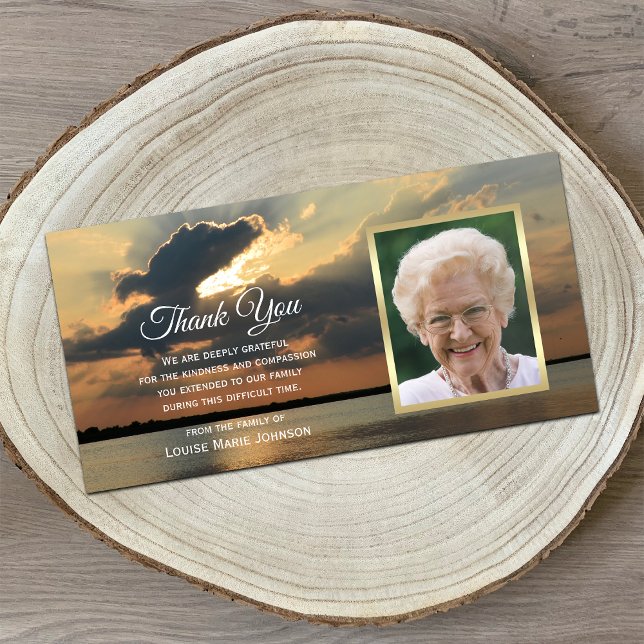 Photo Sunset Sympathy Memorial Thank You Card (Creator Uploaded)