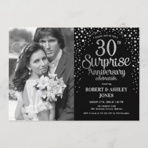 Photo Surprise 30th Anniversary - Black Silver Invitation
