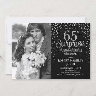 Photo Surprise 65th Anniversary - Black Silver Invitation