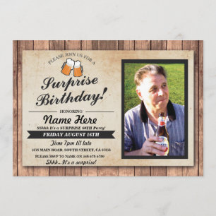 Photo Surprise Birthday Party Cheers Beers Invite