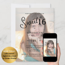 PHOTO SWEET 16 Modern Elegant Budget Birthday