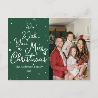 Photo Swirly Script We Wish You A Merry Christmas Postcard