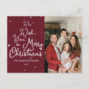 Photo Swirly Script We Wish You A Merry Christmas Postcard