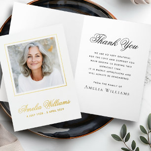 Photo sympathy bereavement white foil thank you greeting card