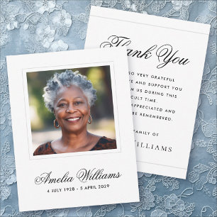Photo sympathy bereavement white thank you card