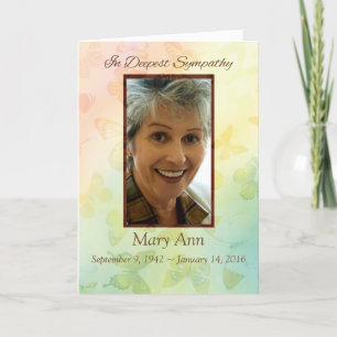 Photo Sympathy Customizable Name and Date, Butterf Card