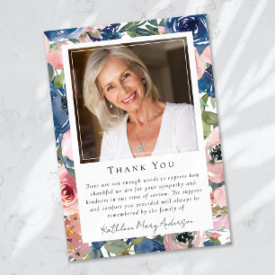 Photo Sympathy floral Funeral Memorial Thank You Card