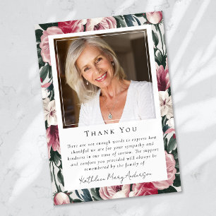 Photo Sympathy Floral Funeral Memorial Thank You Card