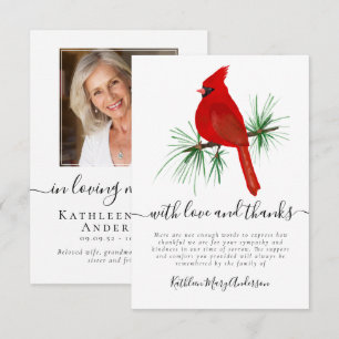 Photo Sympathy Funeral Memorial Thank You Card