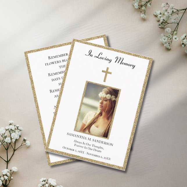 Photo Sympathy Memorial Funeral Religious Business Card (Creator Uploaded)