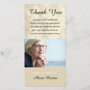 Photo Sympathy Memorial Thank You Fall Leaves Card