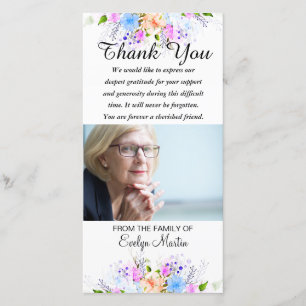 Photo Sympathy Memorial Thank You Floral Card
