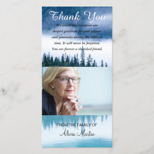 Photo Sympathy Memorial Thank You Lake Reflection Card