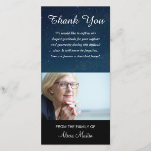 Photo Sympathy Memorial Thank You Night Sky Stars Card
