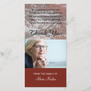 Photo Sympathy Memorial Thank You Red Autumn Tree Card
