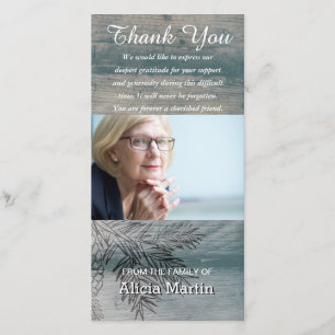 Photo Sympathy Memorial Thank You Rustic Wood Card