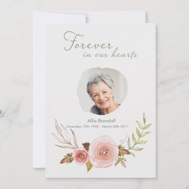 Photo Sympathy Rose Watercolor Wreath Thank You (Front)