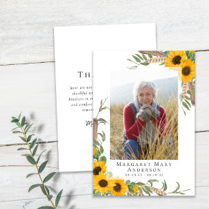 Photo Sympathy Sunflower Funeral Thank You Card