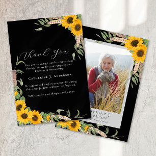 Photo Sympathy Sunflower Funeral Thank You Card
