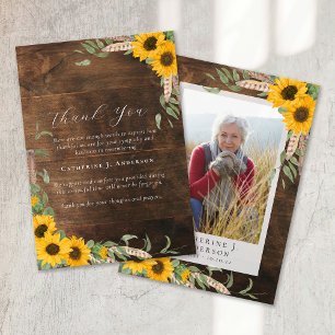 Photo Sympathy Sunflower Funeral Thank You Card