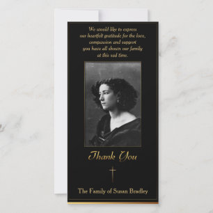 Photo Sympathy Thank You with gold piping Cross