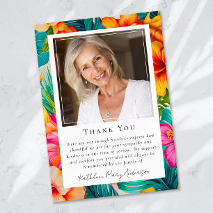 Photo Sympathy Tropical Funeral Memorial Thank You Card