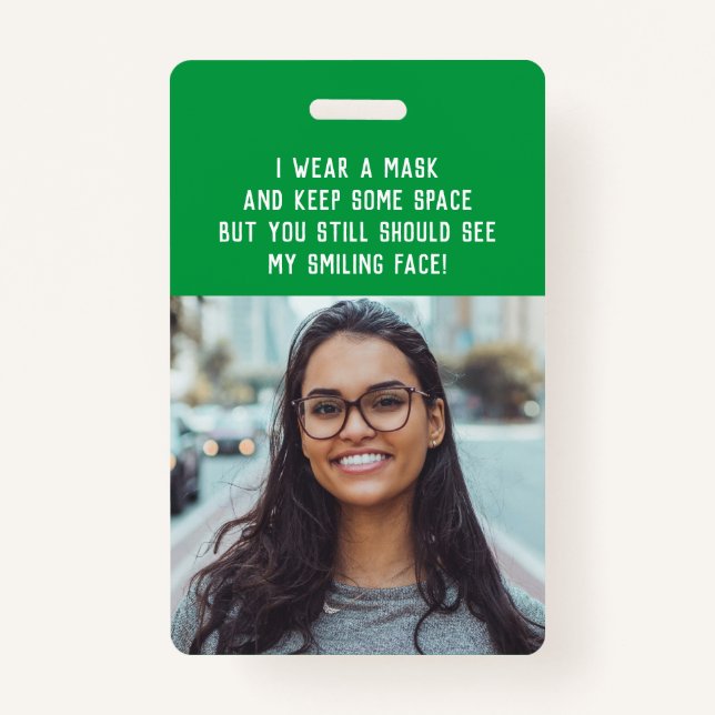 Photo teacher nurse green name ID badge (Front)