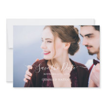 Photo Teal Wording Flat Wedding Save The Date Card