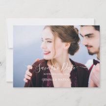 Photo Teal Wording Flat Wedding Save The Date Card